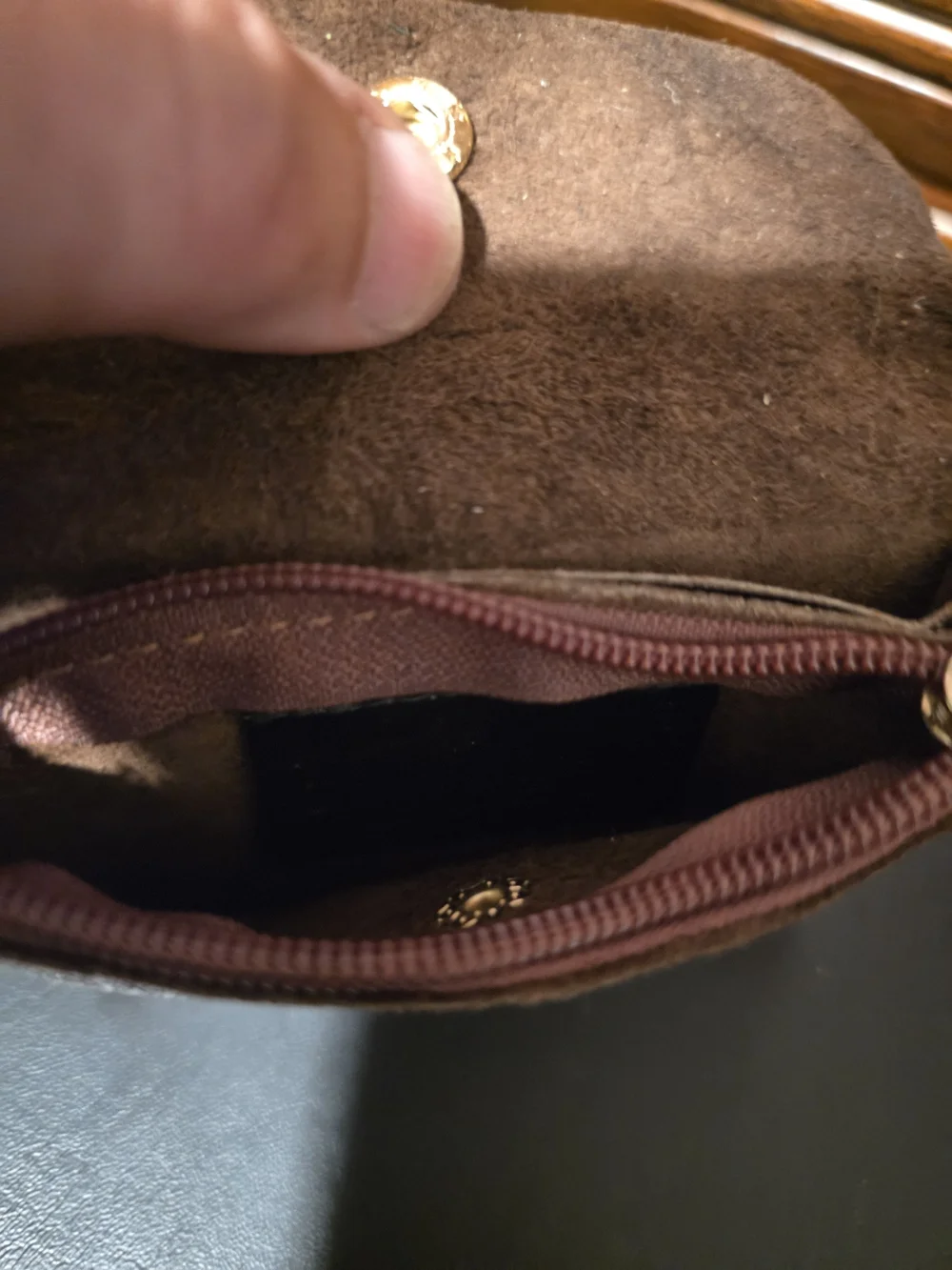 Elegant Brown Card & Key Holder with Snap Closure